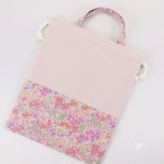 入園入学グッズ手作り幼稚園保育園用の女の子用巾着袋m