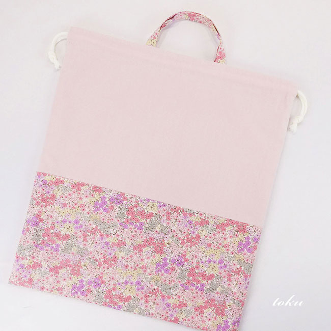 入園入学グッズ手作り幼稚園保育園用の女の子用用品巾着袋特大