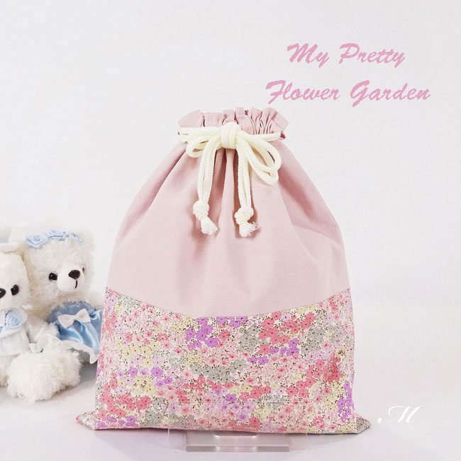 入園入学グッズ手作り幼稚園保育園用の女の子用用品巾着袋m