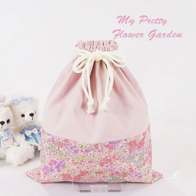 入園入学グッズ手作り幼稚園保育園用の女の子用用品巾着袋l