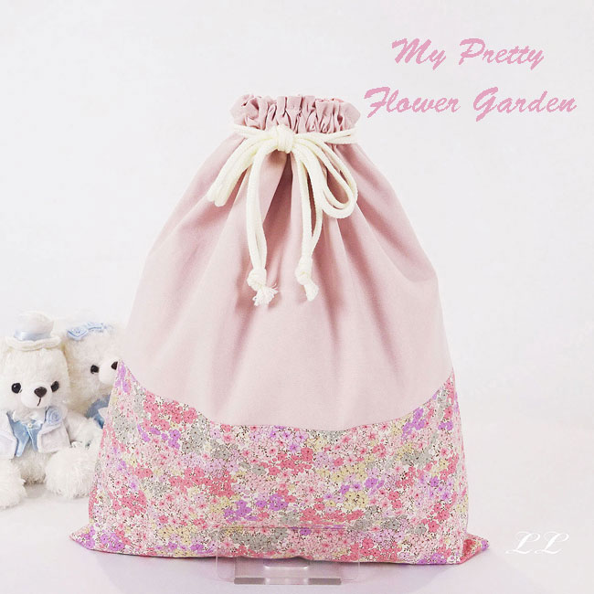 入園入学グッズ手作り幼稚園保育園用の女の子用巾着袋ll