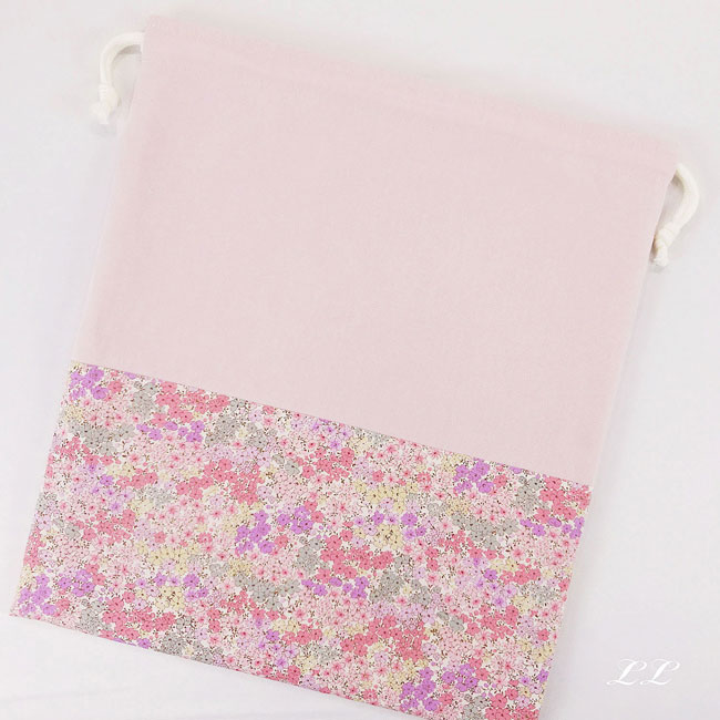 入園入学グッズ手作り幼稚園保育園用の女の子用巾着袋ll