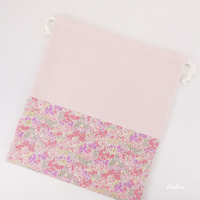 入園入学グッズ手作り幼稚園保育園用の女の子用用品巾着袋特大