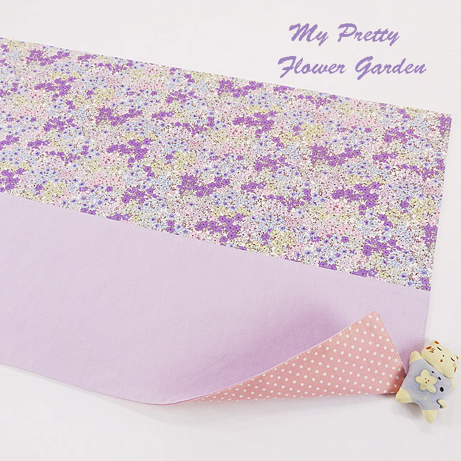 入園入学グッズオーダー手作り幼稚園保育園用の女の子用用品小花柄 パープルランチョンマット大