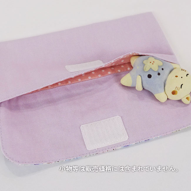 入園入学グッズオーダー手作り幼稚園保育園用の女の子用用品小花柄 パープルカトラリーケース