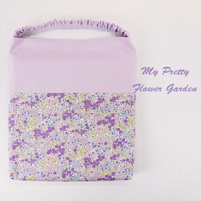 入園入学グッズオーダー手作り幼稚園保育園用の女の子用用品小花柄 パープル座布団カバー・防災頭巾カバー